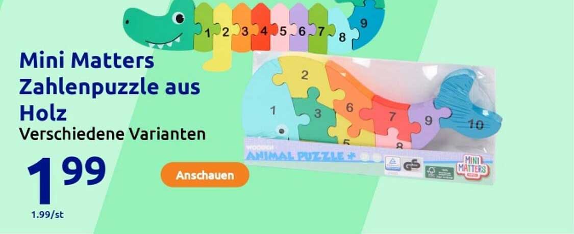 Mini Matters Zahlenpuzzle aus Holz - Verschiedene Varianten
