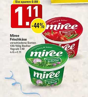 Miree Frischkäse verschiedene Sorten 135/150g Becher