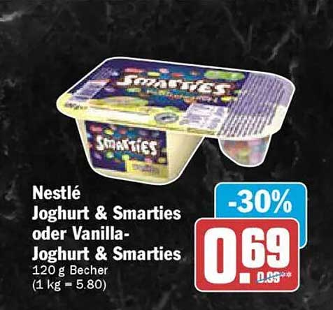 Nestlé Joghurt & Smarties oder Vanilla-Joghurt & Smarties 120 g Becher