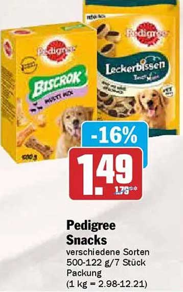 Pedigree Snacks verschiedene Sorten 500-122 g / 7 Stück Packung