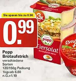 Popp Brotaufschnitt – Verschiedene Sorten 120/150g Packung