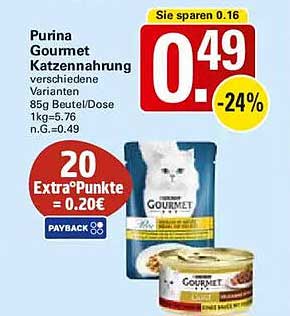 Purina Gourmet Katzennahrung verschiedene Varianten 85g Beutel/Dose