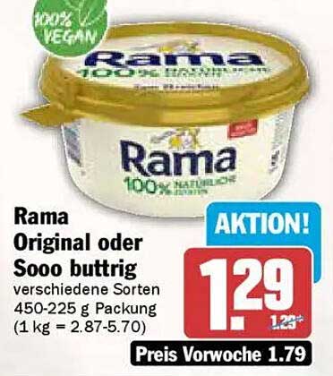 Rama Original oder Sooo buttrig - verschiedene Sorten 450-225 g Packung