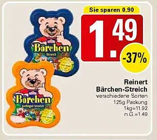 Reinert Bärchen-Streich - verschiedene Sorten 125g