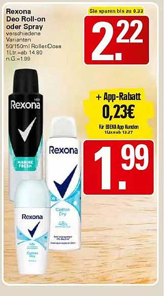 Rexona Deo Roll-on oder Spray – verschiedene Varianten