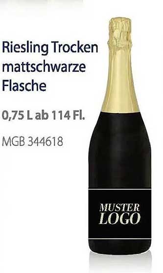 Riesling Trocken mattschwarze Flasche 0,75 L ab 114 Fl.