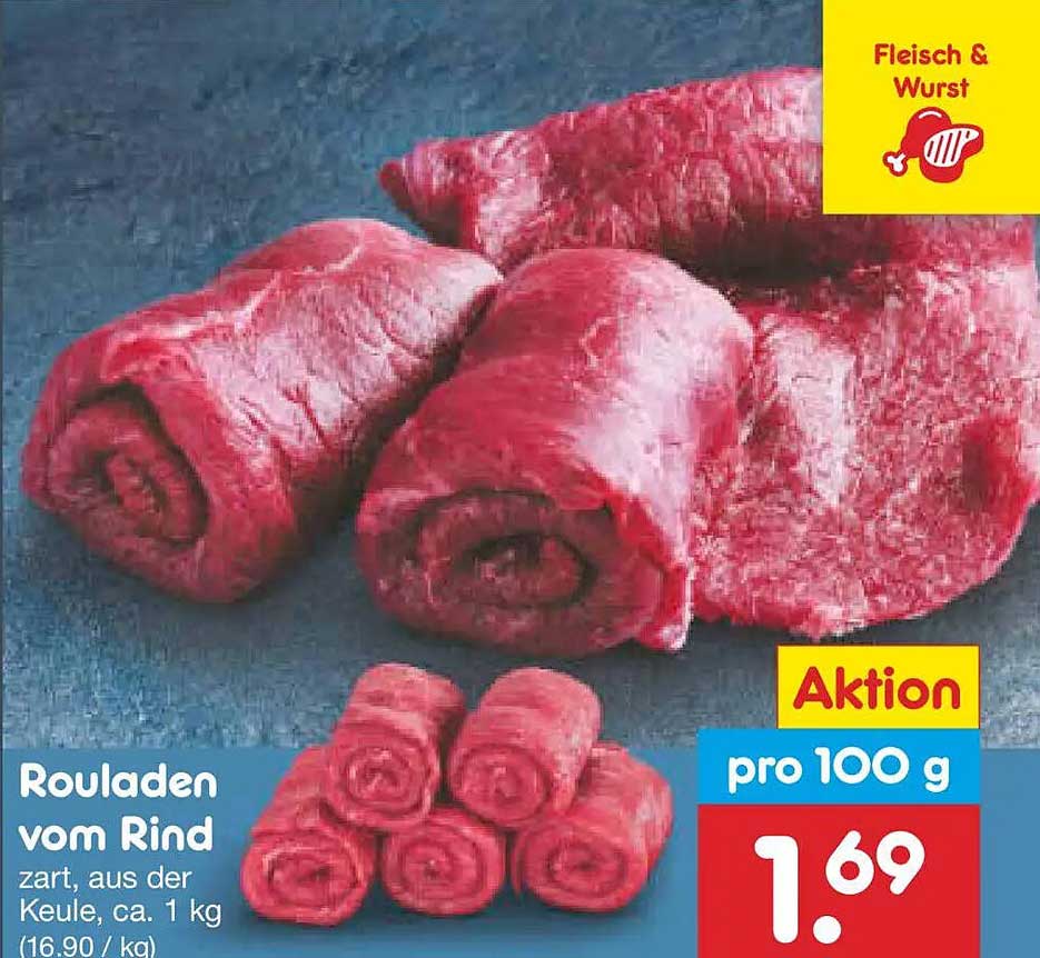 Rinderrouladen, zart aus der Keule, ca. 1 kg