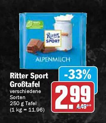 Ritter Sport Großtafel verschiedene Sorten 250 g Tafel