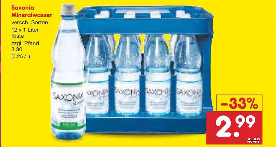 Saxonia Mineralwasser 12 x 1 Liter Kiste