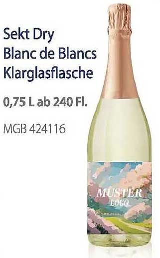 Sekt Dry Blanc de Blancs Klarglasflasche 0,75 L ab 240 Fl.