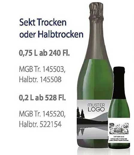 Sekt Trocken oder Halbtrocken 0,75 L und 0,2 L