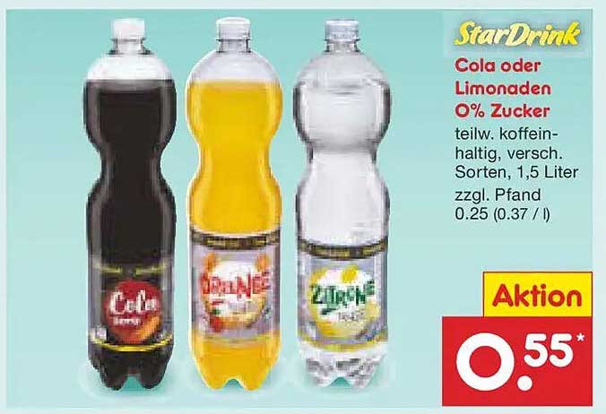 StarDrink Cola oder Limonaden 0% Zucker