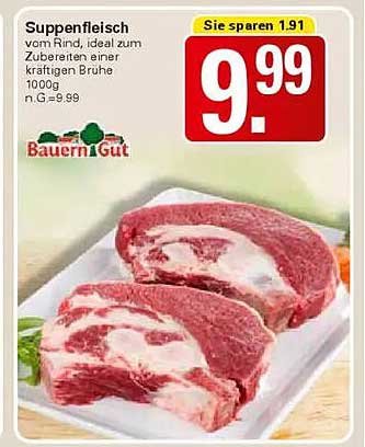 Suppenfleisch vom Rind, ideal zum Zubereiten einer kräftigen Brühe