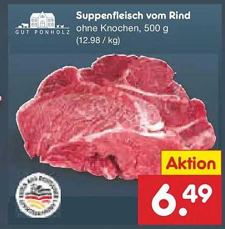 Suppenfleisch vom Rind ohne Knochen, 500 g