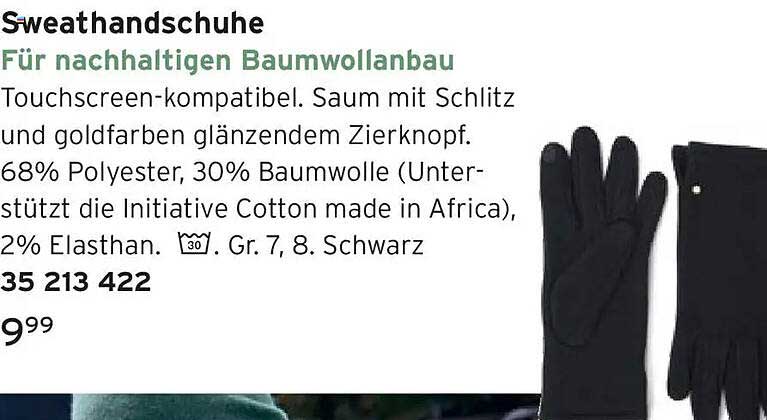 Sweathandschuhe für nachhaltigen Baumwollanbau