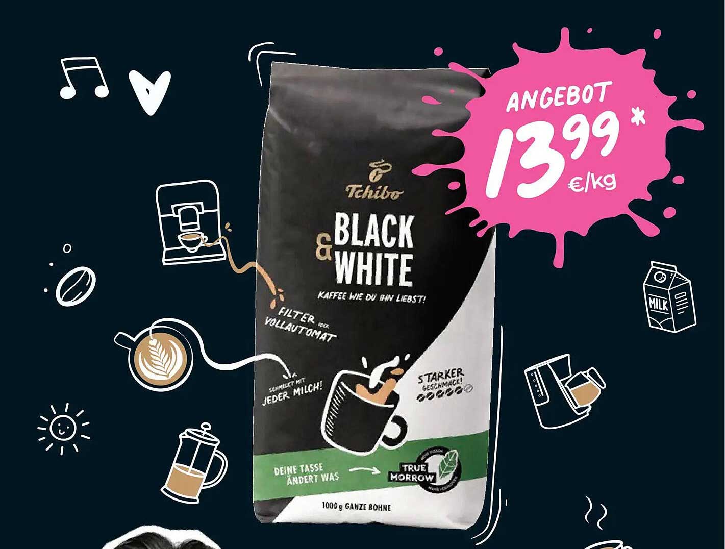Tchibo Black & White Kaffee 1000g