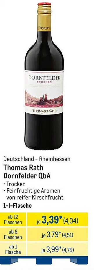 Thomas Rath Dornfelder QbA - Trocken 1-Liter-Flasche