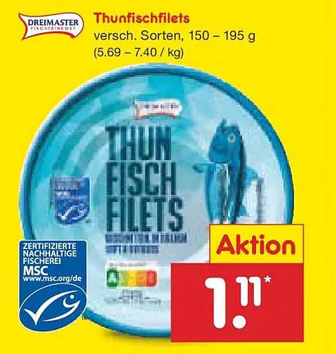 Thunischfilets von Dreimaster, verschiedene Sorten, 150 – 195 g