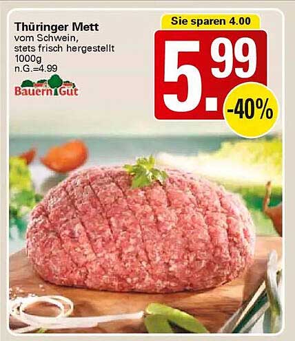 Thüringer Mett vom Schwein, stets frisch hergestellt