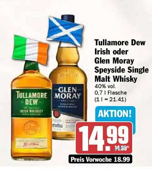 Tullamore Dew Irish oder Glen Moray Speyside Single Malt Whisky