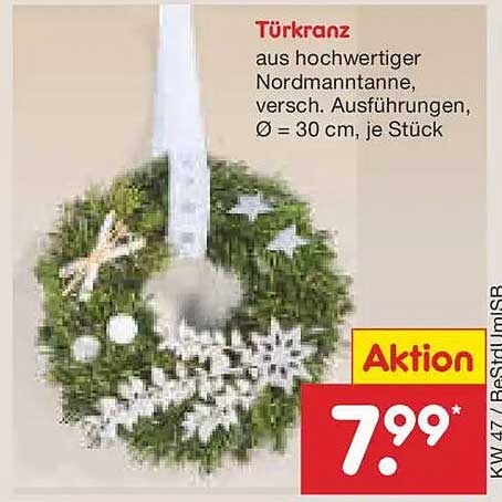 Türkranz aus hochwertiger Nordmanntanne, versch. Ausführungen, Ø 30 cm, je Stück