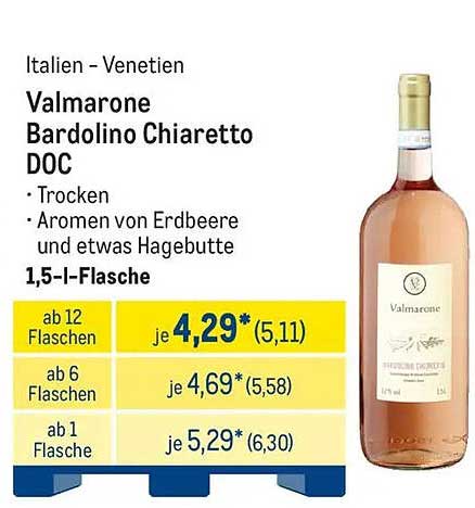 Valmarone Bardolino Chiaretto DOC - 1,5 L Flasche