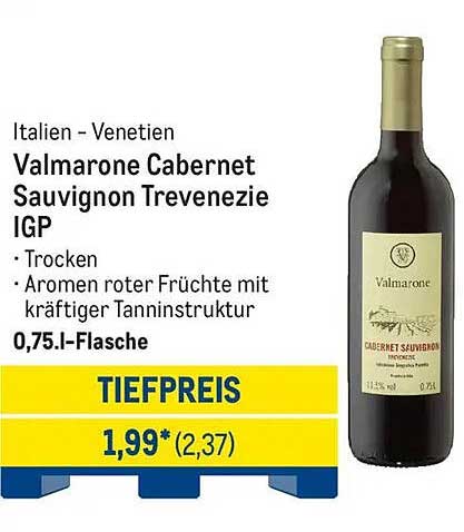 Valmarone Cabernet Sauvignon Trevenezie IGP 0,75 l-Flasche