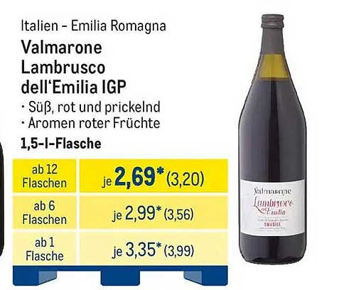 Valmarone Lambrusco dell'Emilia IGP 1,5 l-Flasche
