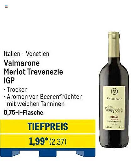 Valmarone Merlot Trevenezie IGP - 0,75 l Flasche