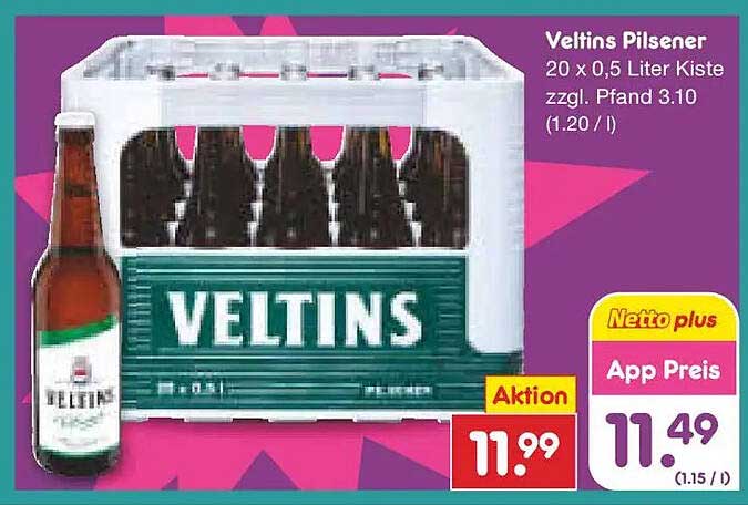Veltins Pilsener 20 x 0,5 Liter Kiste zzgl. Pfand 3,10