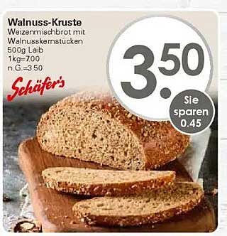Walnuss-Kruste Weizenmischbrot mit Walnusskernstücken 500g Laib