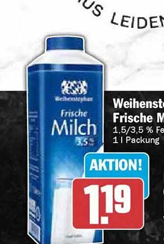 Weihenstephan Frische Milch 1,5/3,5 % Fett 1 l Packung