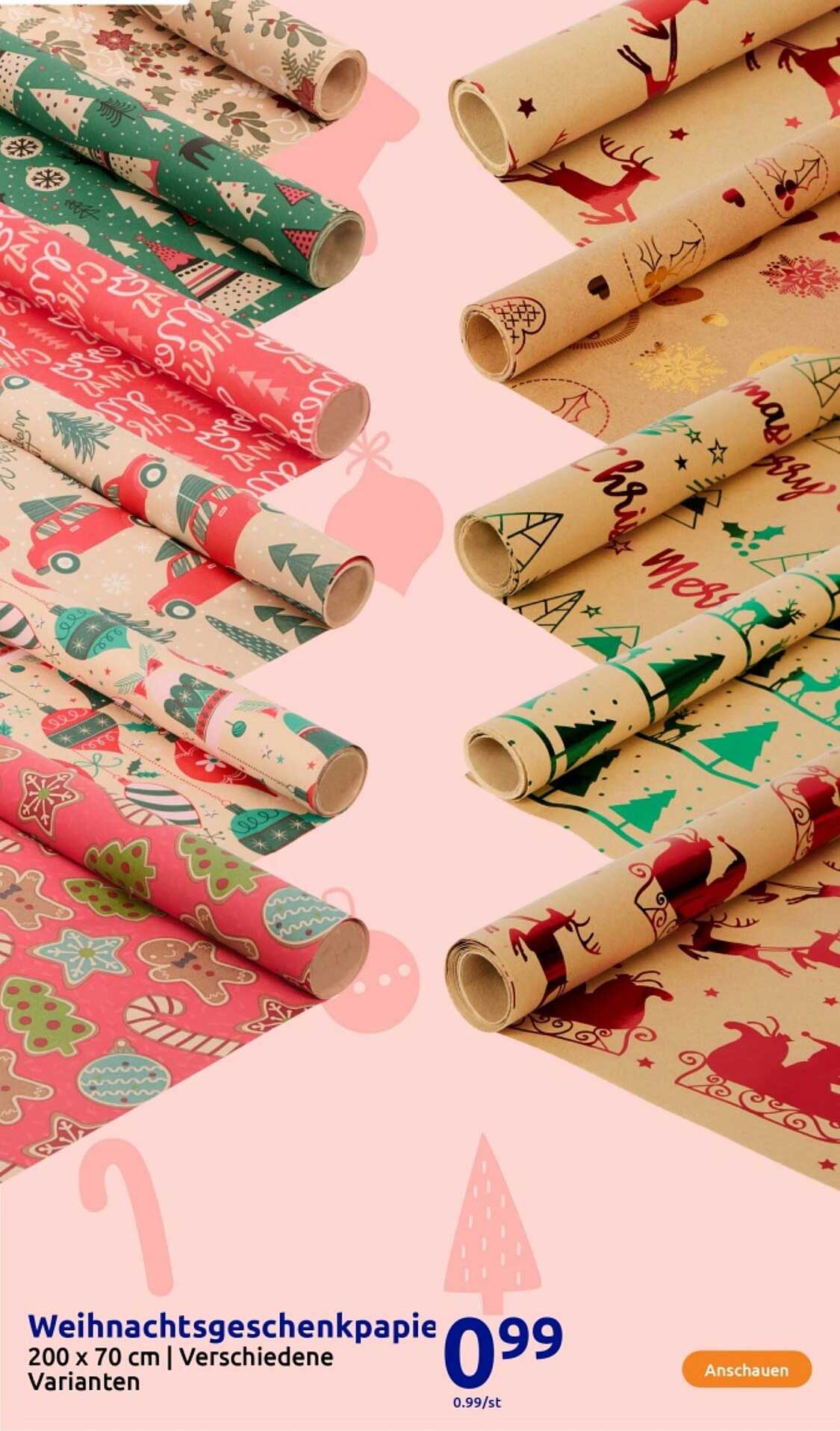 Weihnachtsgeschenkpapier 200 x 70 cm | Verschiedene Varianten