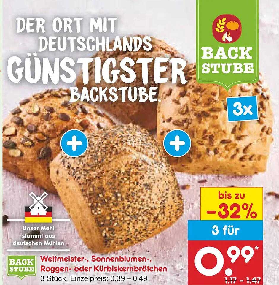 Weltmeister-, Sonnenblumen-, Roggen- oder Kürbiskernbrötchen, 3 Stück