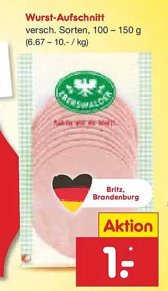 Wurst-Aufschnitt - verschiedene Sorten, 100 - 150 g