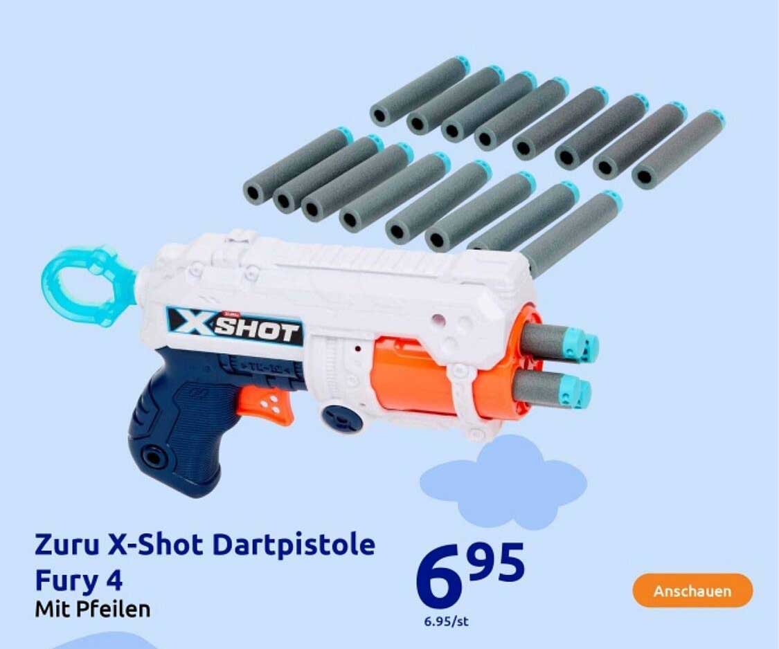Zuru X-Shot Dartpistole Fury 4 mit Pfeilen