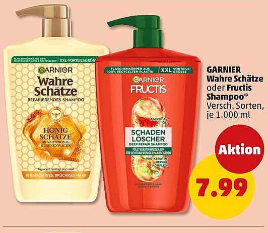 GARNIER Wahre Schätze oder Fructis Shampoo* Versch. Sorten, je 1.000 ml