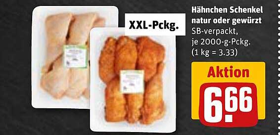 Hähnchen Schenkel natur oder gewürzt SB-verpackt, je 2000-g-Pckg.