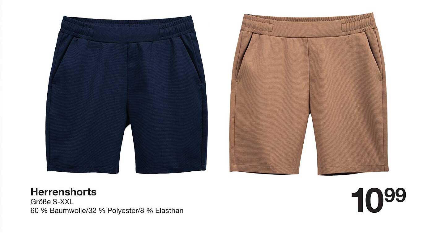 Herrenshorts
Größe S-XXL
60 % Baumwolle/32 % Polyester/8 % Elasthan