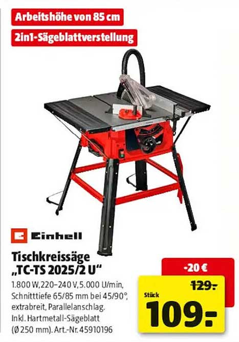 Tischkreissäge „TC-TS 2025/2 U“