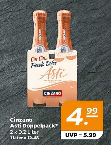 Cinzano Asti Doppelpäck* 2 x 0,2 Liter 1 Liter = 12.48