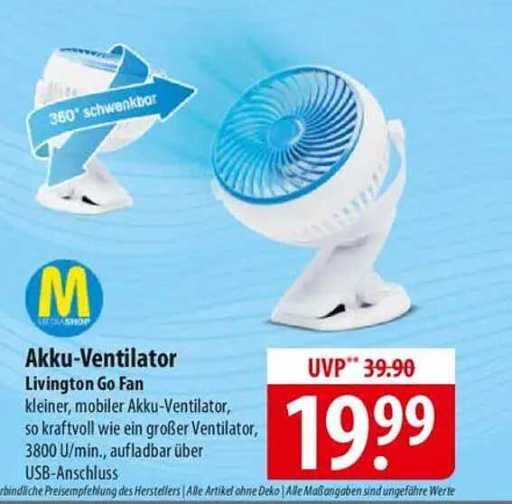 Akku-Ventilator Livingston Go Fan