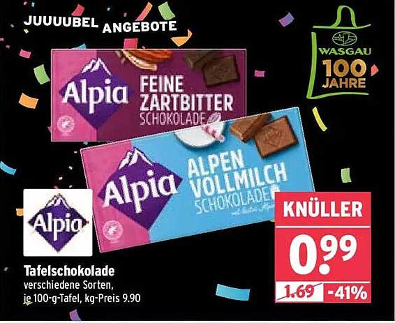 Alpia Tafelschokolade - Feine Zartbitter und Alpen Vollmilch