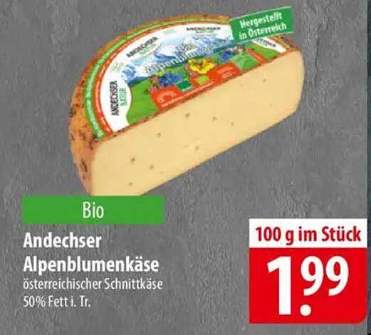 Andechser Alpenblumenkäse - Bio Schnittkäse aus Österreich