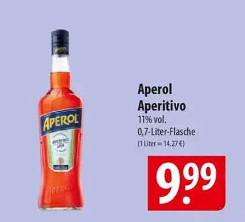 Aperol Aperitivo 0,7 Liter für nur 9,99 €
