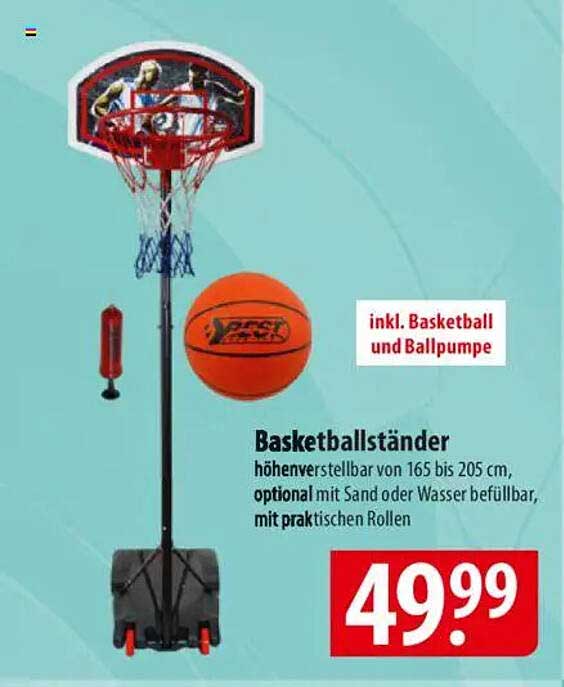 Basketballständer inkl. Basketball und Ballpumpe