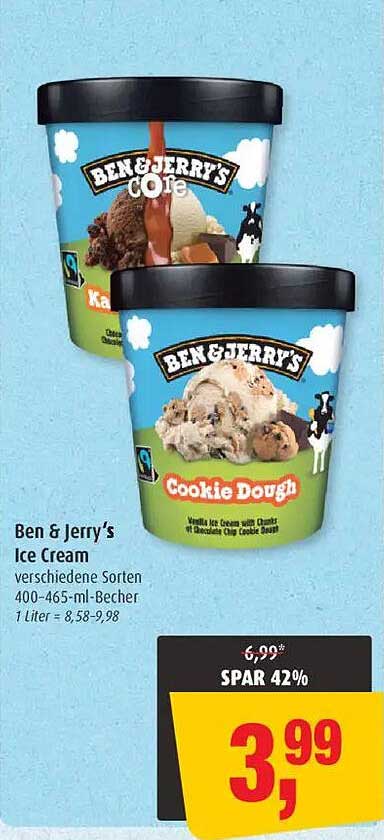 Ben & Jerry's Ice Cream – verschiedene Sorten 400-465 ml Becher