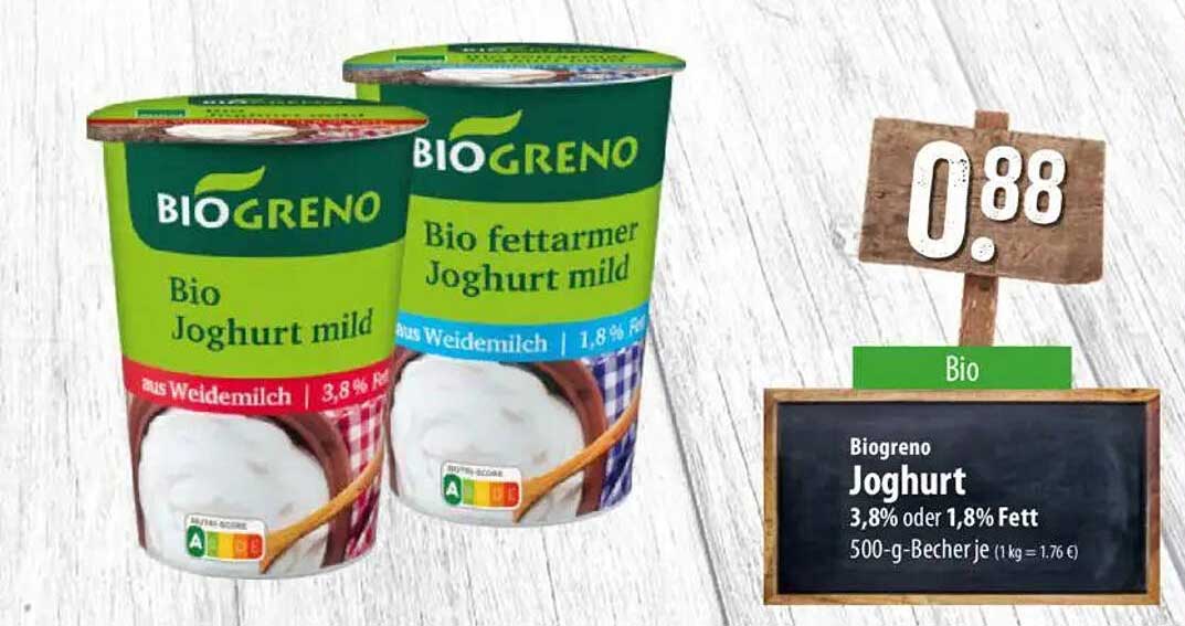 Biograno Joghurt 3,8% oder 1,8% Fett 500-g-Becher