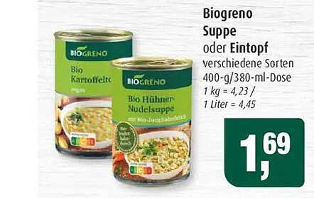 Biogreno Suppe oder Eintopf verschiedene Sorten 400-g-Dose