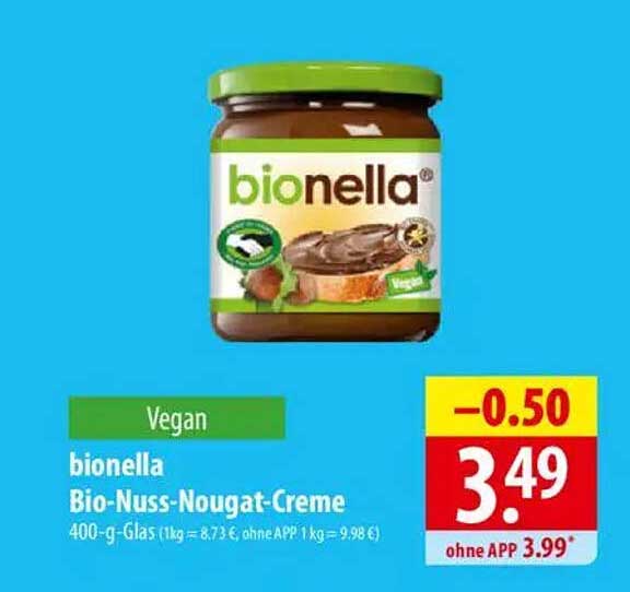 bionella Bio-Nuss-Nougat-Creme 400-g-Glas